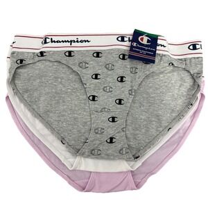 Champion Women's Authentic Athleticwear Bikini Underwear  Gray/white/Pink Size L